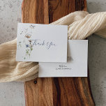 Forêt sauvage Carte de remerciements Mariage<br><div class="desc">Ce carte de remerciements de mariage à fleurs de forêt sauvage est parfait pour un mariage rustique. Ce design présente une aquarelle peinte à la main,  des fleurs de forêt sauvage blanches et bleues avec un feuillage vert.</div>