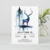 Forêt Stag Editable Invitation d'anniversaire (Debout devant)