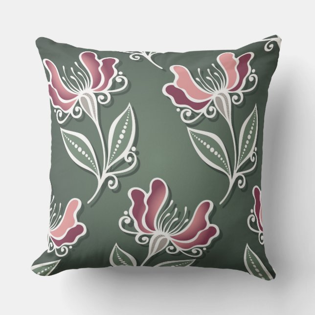 Forêt Tulipe verte Floral Coussin décoratif (Recto)