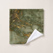 Forêt Vert Marbre Or Pierre Roche métallique (Gant de toilette)