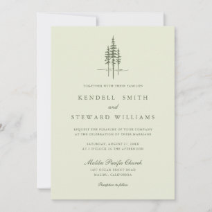 Forêt verte moderne Faire-part de mariage rustique
