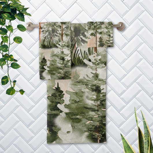 Forêt verte rustique aquarelle