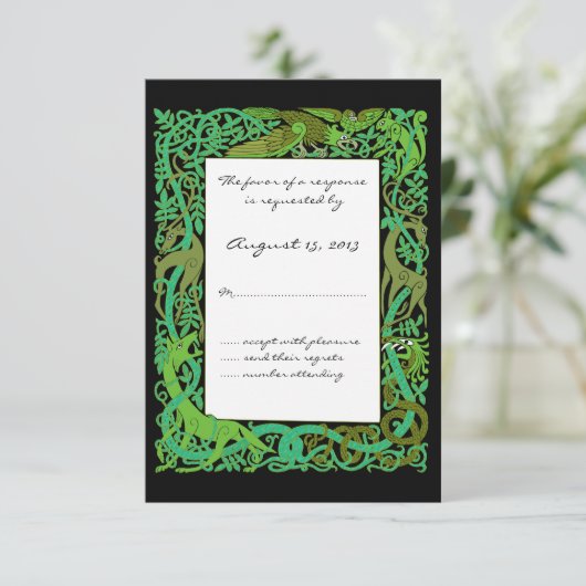 Forêt Verts Animaux celtiques Design Mariage RSVP (Debout devant)