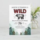Forêt Wild One Invitation Birthday (Debout devant)