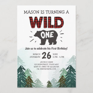 Forêt Wild One Invitation Birthday