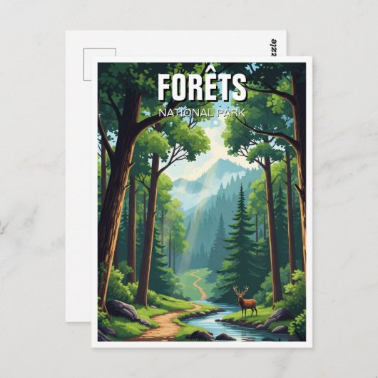 Forets National Park Frankrijk Reizen Briefkaart (Voorkant / Achterkant)