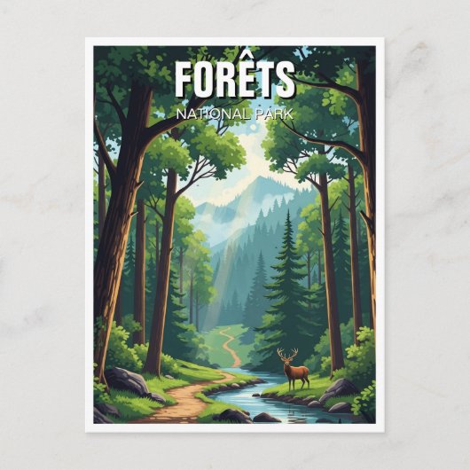 Forets National Park Frankrijk Reizen Briefkaart (Voorkant)