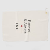 Forever & Always Aangepaste Initialen Romantische Golfhanddoek (Horizontaal)