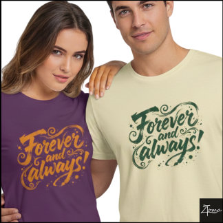 Forever Always Borstel Schrift Citaat Grunge T-shirt