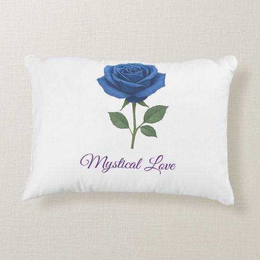 Forever & Always – Romantisch Blauw Roos Bloemenca Accent Kussen (Achterkant)