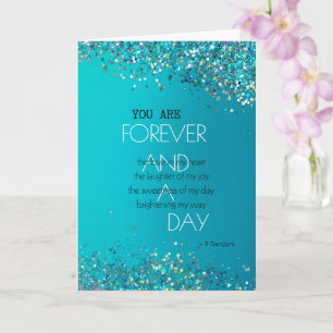 Forever and A Day Poem Aqua Blauwgroen Confetti Kaart