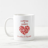 "Forever and Always" Couples Red Heart Mug (Gauche)