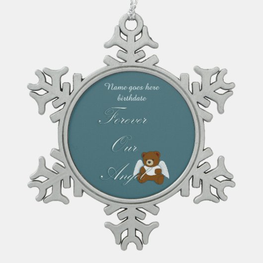 Forever Angel, Zwangerschap en Baby verlies Tin Sneeuwvlok Ornament (Voorkant)