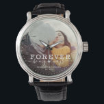 Forever Be My Always Love Mariage Script photo<br><div class="desc">Montre photo moderne chic avec écriture manuscrite et lecture de typographie moderne : ' Etre toujours mon toujours 'aux côtés de vos noms personnalisés et date mariage. Personnalisez avec votre photo et vos informations préférées. Grand cadeau pour les jeunes mariés ou la Saint-Valentin !</div>