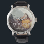 Forever Be My Always Love Mariage Script photo<br><div class="desc">Montre photo moderne chic avec écriture manuscrite et lecture de typographie moderne : ' Etre toujours mon toujours 'aux côtés de vos noms personnalisés et date mariage. Personnalisez avec votre photo et vos informations préférées. Grand cadeau pour les jeunes mariés ou la Saint-Valentin !</div>
