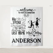 Forever Begins Here - Wedding Day Welkom Achtergro Wandkleed (Voorkant)