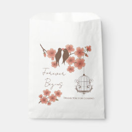 Forever Begins Wedding Favor Gift Bag with Lovebir Bedankzakje