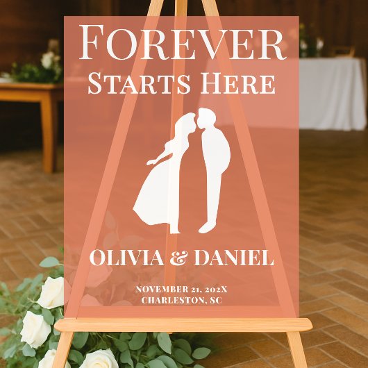 Forever begint hier | Bold Fall Wedding Welkom Acryl Bord