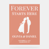 Forever begint hier | Bold Fall Wedding Welkom Acryl Bord (Voorkant)