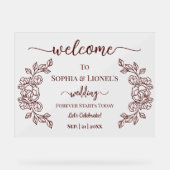 Forever begint vandaag Maroon Minimal Welcome Acryl Bord (Voorkant)