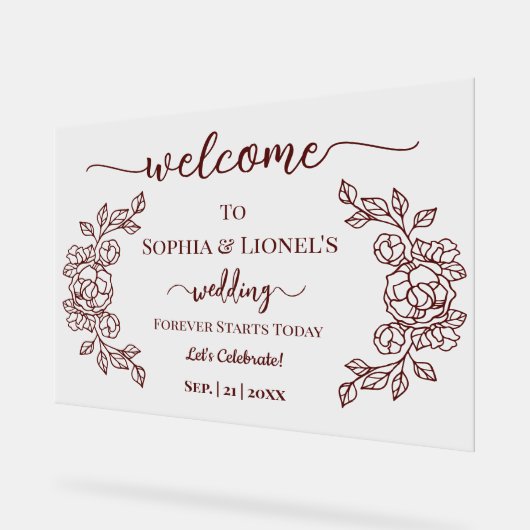 Forever begint vandaag Maroon Minimal Welcome Acryl Bord (Hoek)