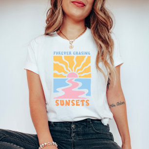 Forever Chasing Zonsondergangen Retro T-shirt