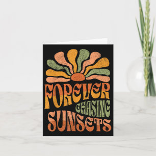 Forever Chasing Zonsondergangen Retro Zomerstrand Kaart