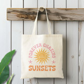 Forever die Zonsondergangen strand achtervolgt Tote Bag