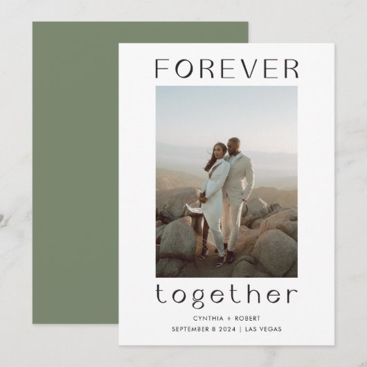 Forever Ensemble Sage Green Mariage Faire-part (Devant / Derrière)