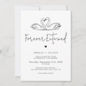 Forever Entwined Minimalist Script Swans Wedding Kaart (Voorkant)