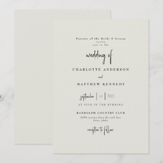 Forever Faith Cream Mariage II Invitation (Devant / Derrière)