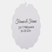 Forever & forever voeg koppelnaam datum liefde bed ornament kaart (Rechts)