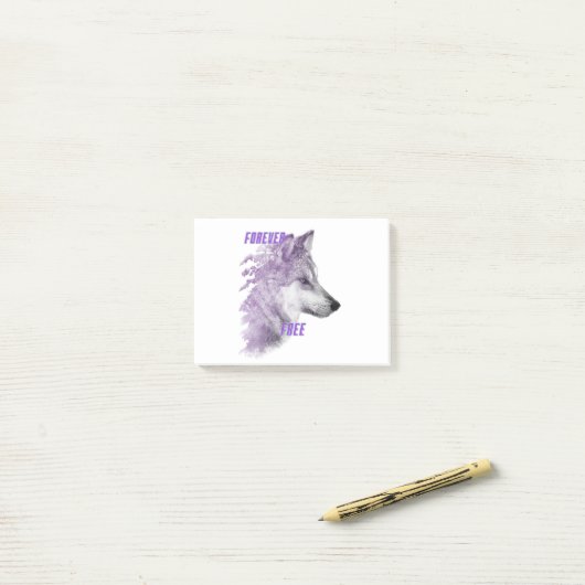Forever Free Violet Wolf Post-it Notes (Sur un bureau)
