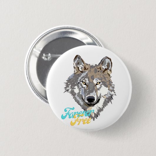 Forever Free Wolf Head Button (Voorkant /achterkant)
