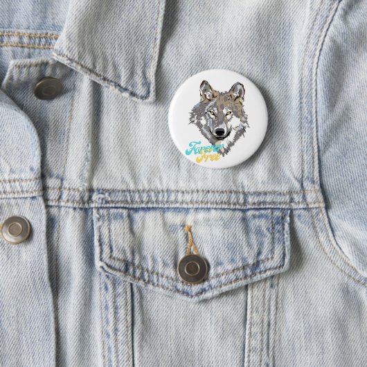 Forever Free Wolf Head Button (In situ)