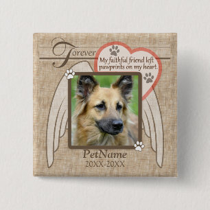 Forever geliefde Angel Wings Pet Sympathie Aangepa Vierkante Button 5,1 Cm
