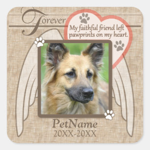 Forever geliefde Angel Wings Pet Sympathie Aangepa Vierkante Sticker
