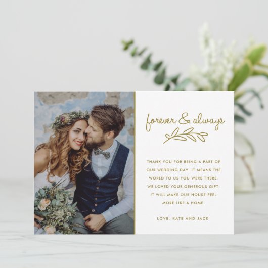Forever Gold Photo Weddenschap Hartelijk dank Bedankkaart (Staand voorkant)