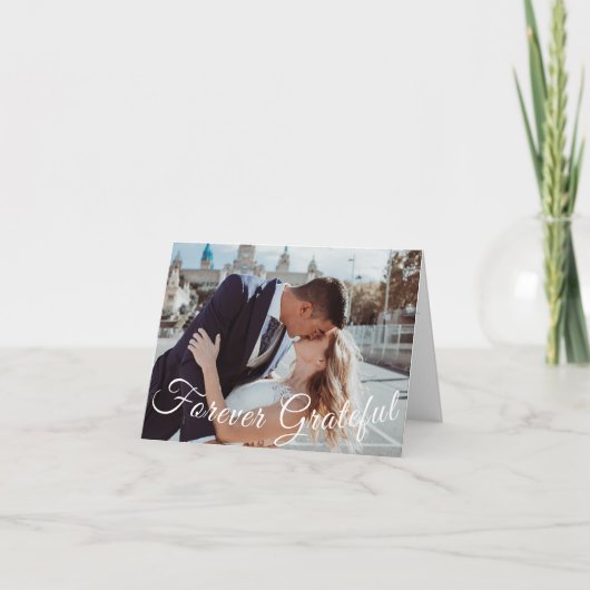 Forever Grateful Elegant Dank u bruiloft Kaart (Voorkant)