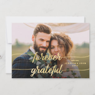 Forever Grateful Gold Calligraphy 2 Fotobruiloft Bedankkaart