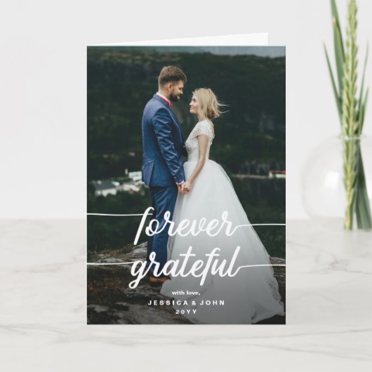 Forever Grateful Rustic 2 foto bruiloft Bedankt Kaart (Voorkant)