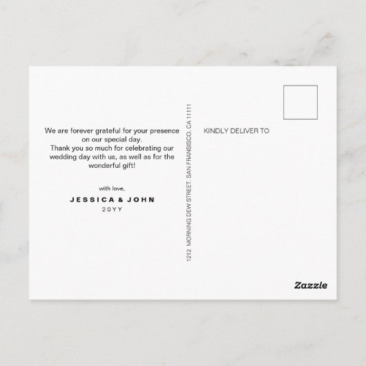 Forever Grateful Script Fotobruiloft Bedankt Briefkaart (Achterkant)