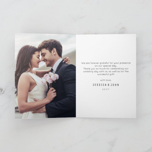 Forever Grateful Simple 2 foto bruiloft Bedankt Kaart (Binnen)