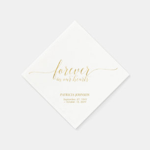 Forever Hearts   Elegante Gouden Script Herdenking Servet