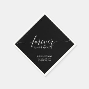 Forever Hearts Elegante Script Herdenkings Funer Servet