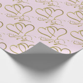 Forever Hearts Gold op Roze Cadeaupapier (Hoek)