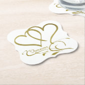 Forever Hearts Gold op White Kartonnen Onderzetters (Gekanteld)