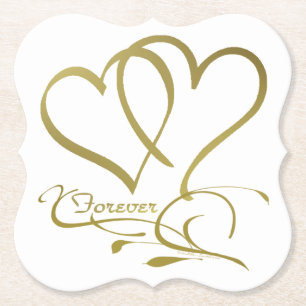 Forever Hearts Gold op White Kartonnen Onderzetters