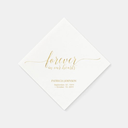 Forever Hearts | Memorial Elegant Gold Script Servet (Hoek)