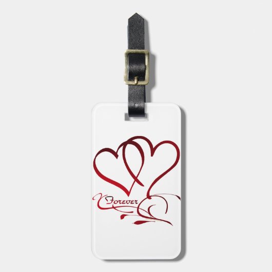 Forever Hearts Red op White Bagagelabel (Voorkant verticaal)